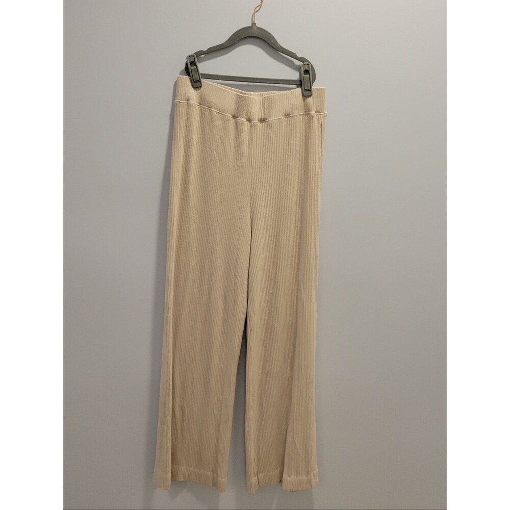 Sundry Beige Ribbed Wide-Leg Pants Size 2.